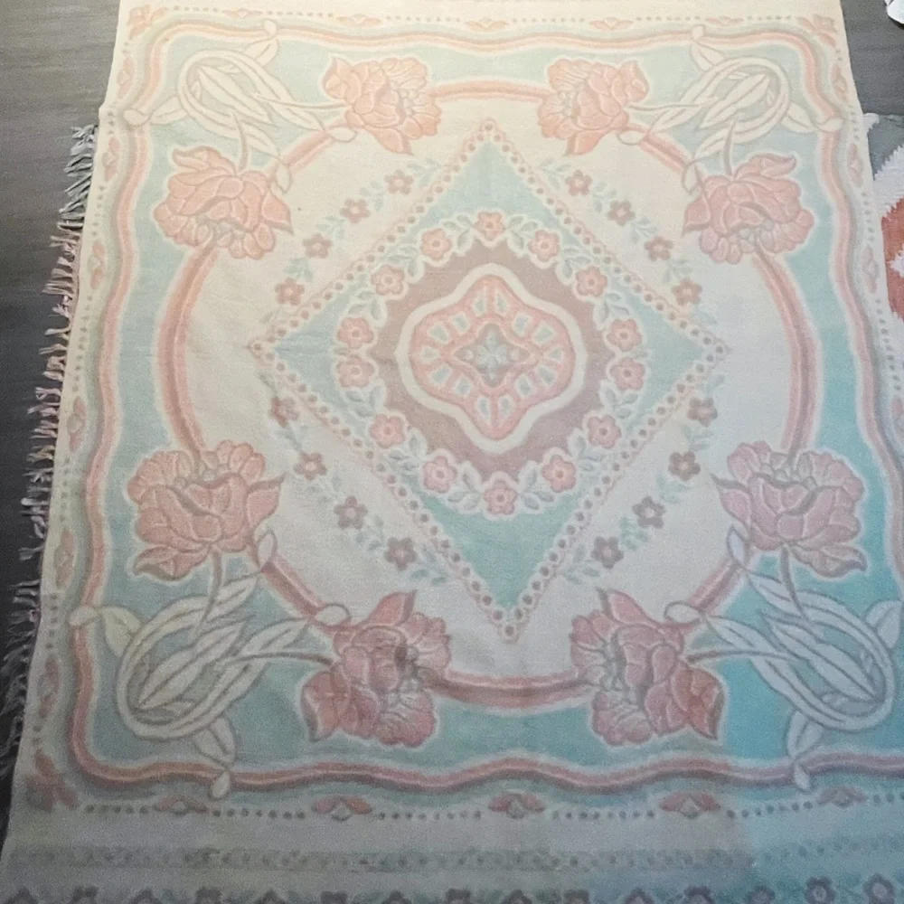 Vintage Wool Orr Health Felt & Blanket Company Holland Tulip Floral Throw - Picture 7 of 11
